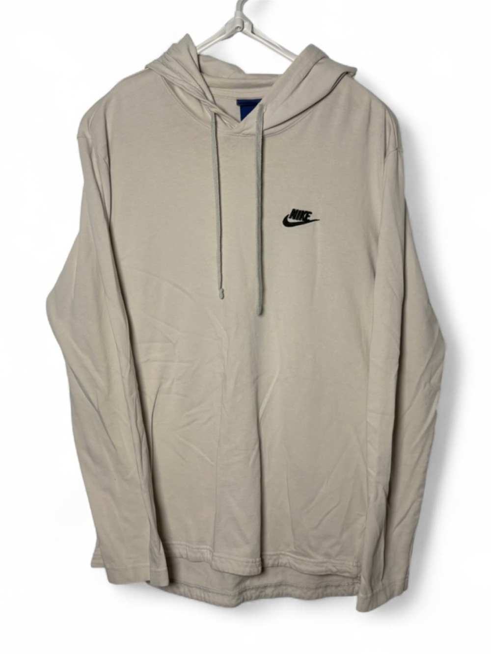 Nike Cream Hoodie Large Embroidered Swoosh Lightweight Pullover